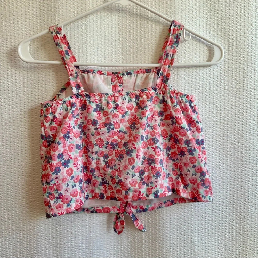 MAX STUDIO Girls Floral 3 Piece Skirt Tank Top Sun Hat Matching Set Size 7/8